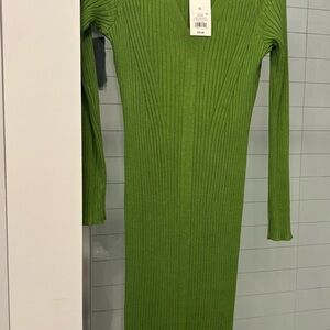 Target Green Ribbed Long Sleeve Knit Dress